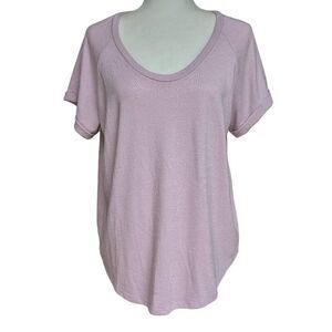 LOFT Lavender Short Sleeve T-shirt Scoop Neck Short Rolled Sleeve Women Size M